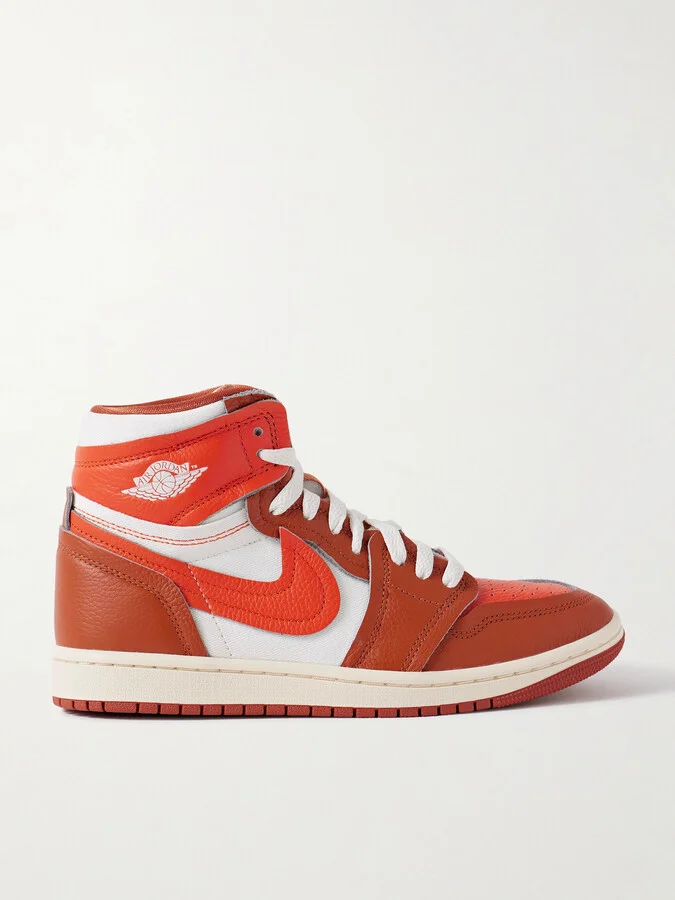 Nike - Air Jordan 1 High Leather And Twill Sneakers - Orange