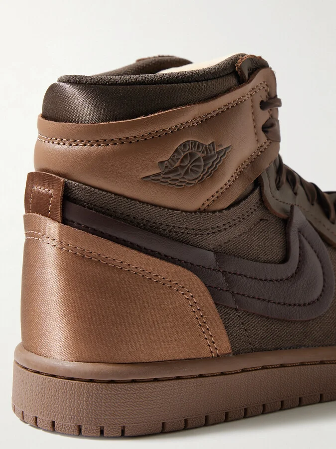 Nike - Air Jordan 1 High Satin-trimmed Leather And Twill Sneakers - Brown - Image 4