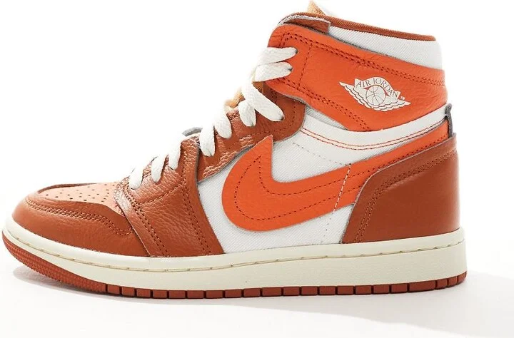 Nike Air Jordan 1 high sneakers in white and orange - Image 2