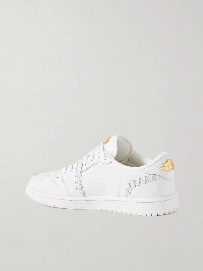 Nike - Air Jordan 1 Low Embellished Whipstitched Leather Sneakers - Off-white - Image 3