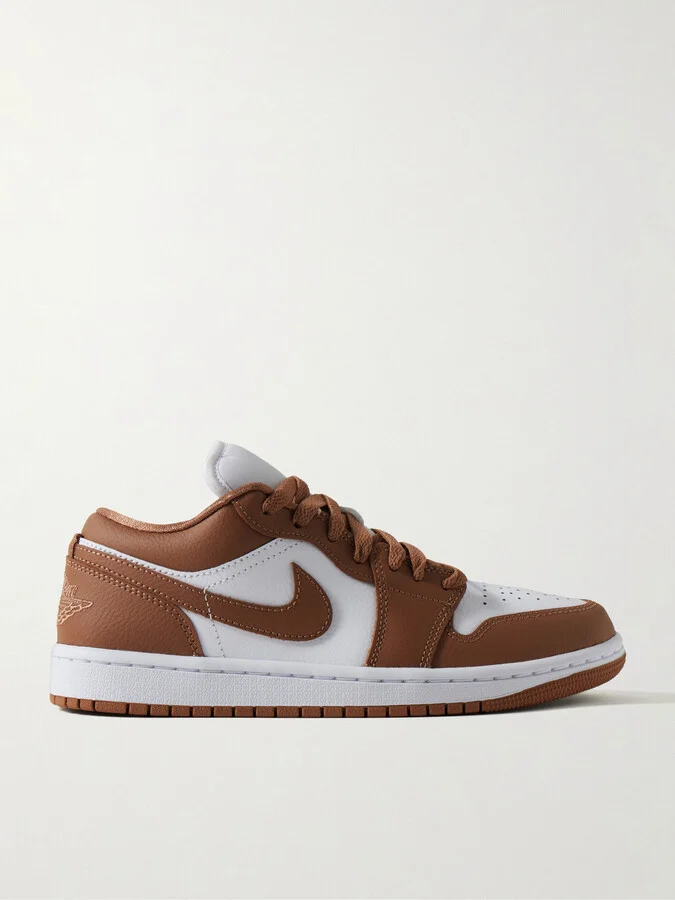 Nike - Air Jordan 1 Low Embroidered Leather Sneakers - Brown