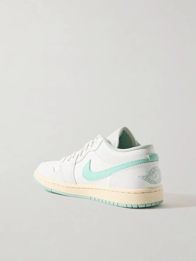 Nike - Air Jordan 1 Low Embroidered Leather Sneakers - White - Image 3