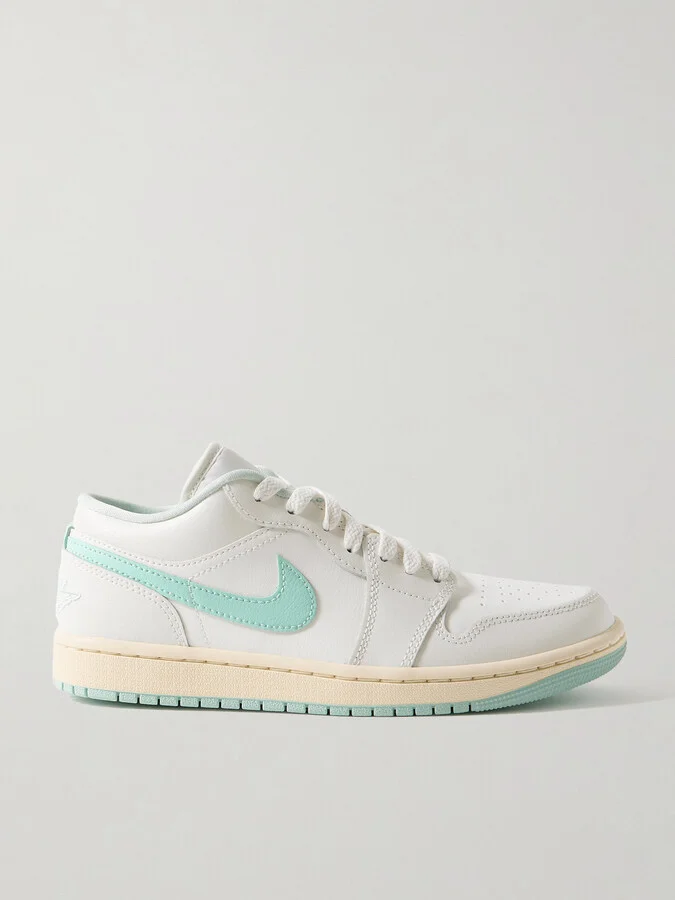 Nike - Air Jordan 1 Low Embroidered Leather Sneakers - White