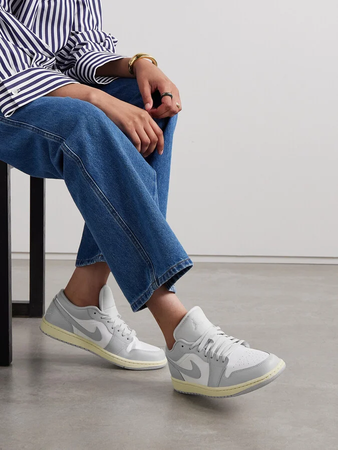 Nike - Air Jordan 1 Low Leather Sneakers - Gray - Image 2