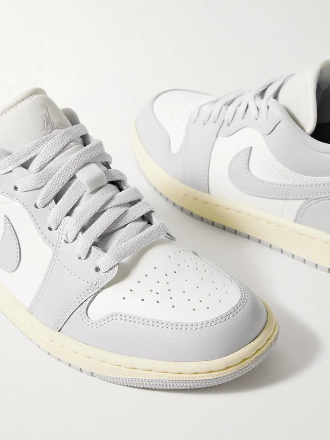 Nike - Air Jordan 1 Low Leather Sneakers - Gray - Image 4