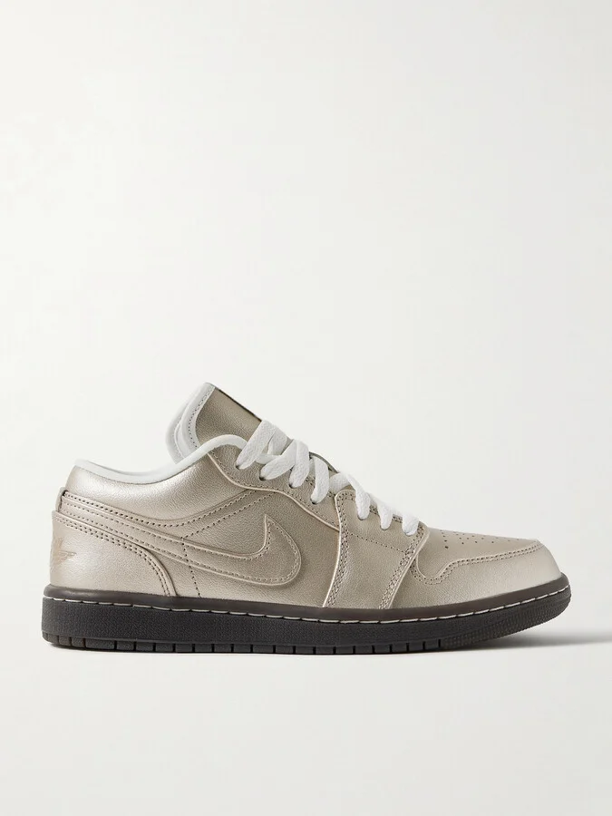 Nike - Air Jordan 1 Low Metallic Leather Sneakers - Gold