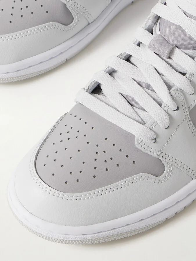 Nike - Air Jordan 1 Mid Leather Sneakers - Gray - Image 4