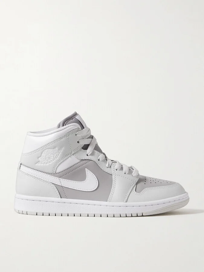 Nike - Air Jordan 1 Mid Leather Sneakers - Gray