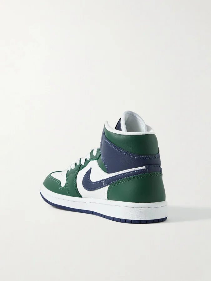 Nike - Air Jordan 1 Mid Se Logo-detailed Leather Sneakers - Green - Image 3