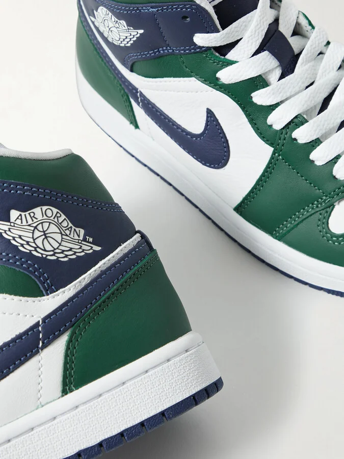 Nike - Air Jordan 1 Mid Se Logo-detailed Leather Sneakers - Green - Image 4