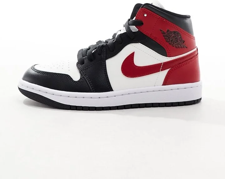 Nike Air Jordan 1 Mid sneakers in dark gray and red - Image 2