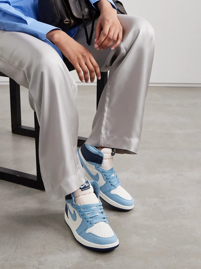 Nike - Air Jordan 1 Retro Og Leather And Nubuck High-top Sneakers - Blue - Image 2