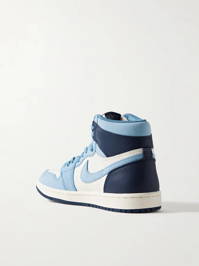 Nike - Air Jordan 1 Retro Og Leather And Nubuck High-top Sneakers - Blue - Image 3