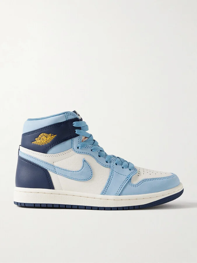 Nike - Air Jordan 1 Retro Og Leather And Nubuck High-top Sneakers - Blue