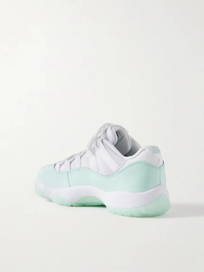 Nike - Air Jordan 11 Retro Patent And Smooth Leather-trimmed Mesh Sneakers - Green - Image 3