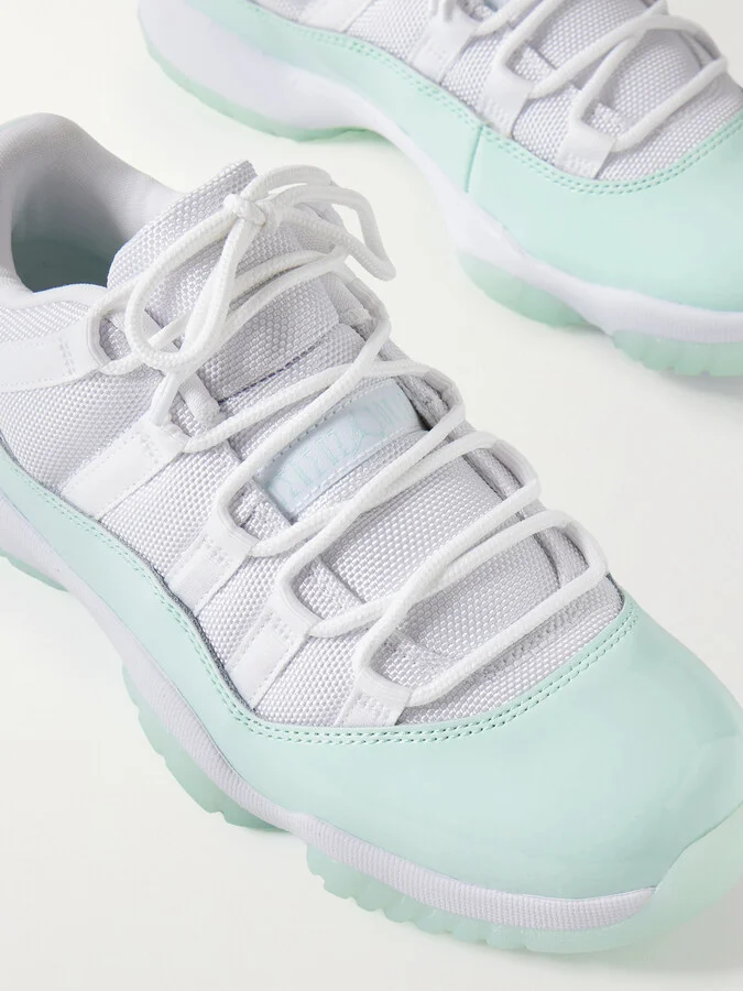 Nike - Air Jordan 11 Retro Patent And Smooth Leather-trimmed Mesh Sneakers - Green - Image 4