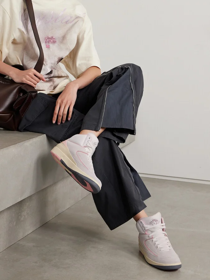 Nike - Air Jordan 2 Retro Canvas-trimmed Suede High-top Sneakers - Pink - Image 2