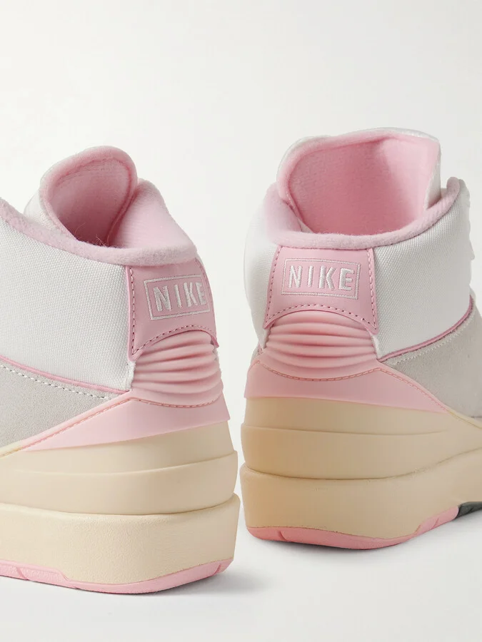 Nike - Air Jordan 2 Retro Canvas-trimmed Suede High-top Sneakers - Pink - Image 4
