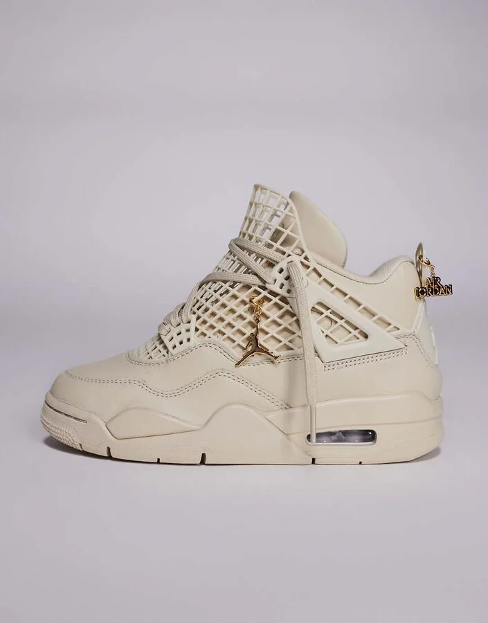 Nike Air Jordan 4 Net sneakers in metallic and gold - Image 2