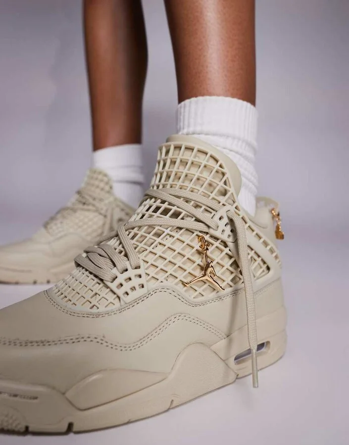 Nike Air Jordan 4 Net sneakers in metallic and gold - Image 4