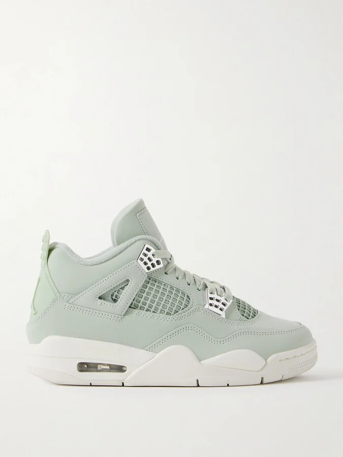 Nike - Air Jordan 4 Retro Rubber And Mesh-trimmed Leather High-top Sneakers - Green