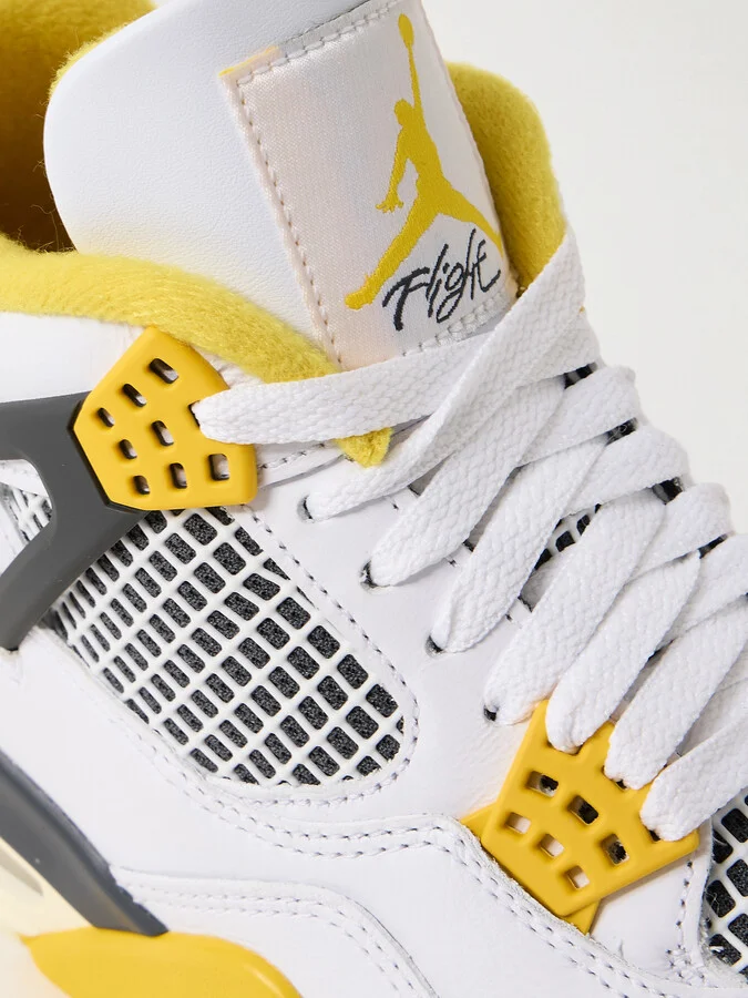 Nike - Air Jordan 4 Retro Rubber And Mesh-trimmed Leather High-top Sneakers - White - Image 4