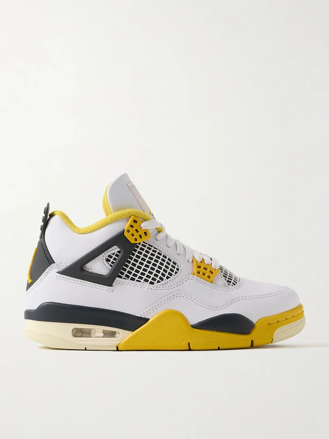 Nike - Air Jordan 4 Retro Rubber And Mesh-trimmed Leather High-top Sneakers - White
