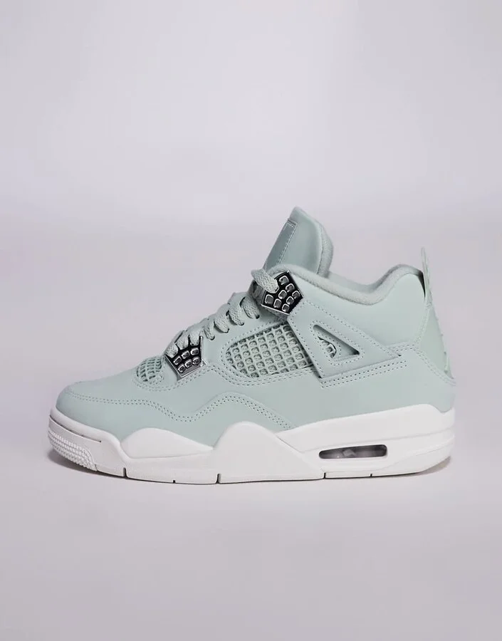 Nike Air Jordan 4 Retro sneakers in light green and white - Image 2