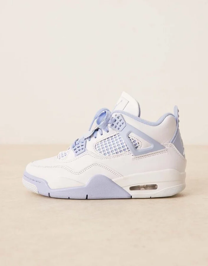 Nike Air Jordan 4 Retro sneakers in white and light blue - Image 2