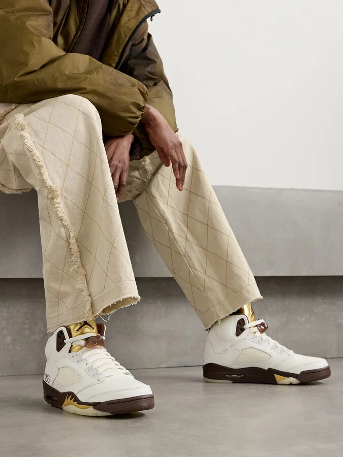 Nike - Air Jordan 5 Retro Rubber And Mesh-trimmed Leather High-top Sneakers - White - Image 2