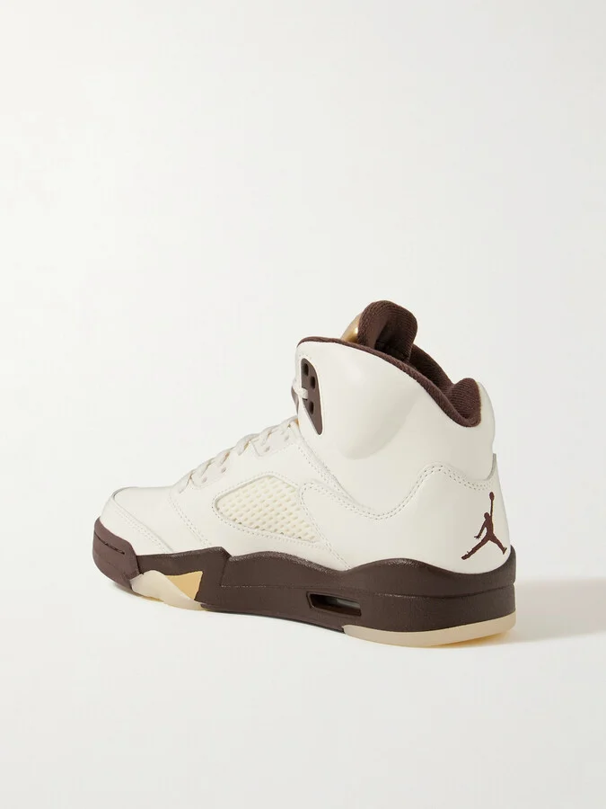 Nike - Air Jordan 5 Retro Rubber And Mesh-trimmed Leather High-top Sneakers - White - Image 3