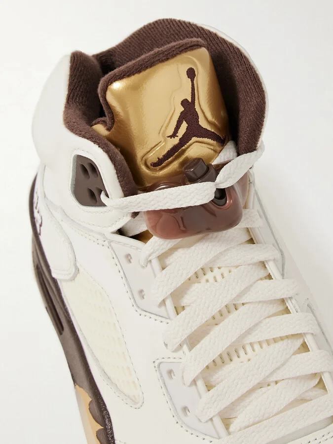 Nike - Air Jordan 5 Retro Rubber And Mesh-trimmed Leather High-top Sneakers - White - Image 4