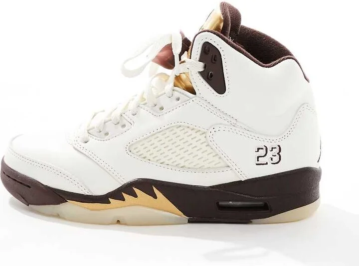 Nike Air Jordan 5 Retro sneakers in brown and gold - Image 2