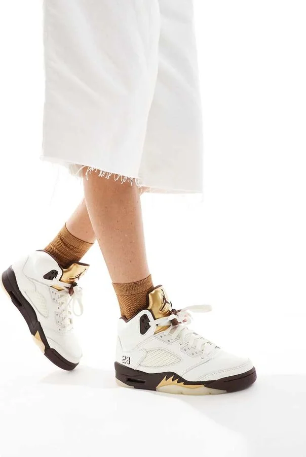 Nike Air Jordan 5 Retro sneakers in brown and gold