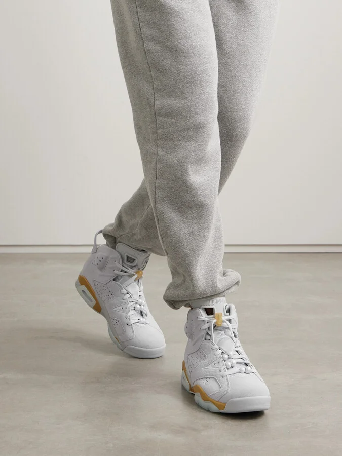 Nike - Air Jordan Retro 6 Embellished Satin-trimmed Perforated Suede High-top Sneakers - Gray - Image 2