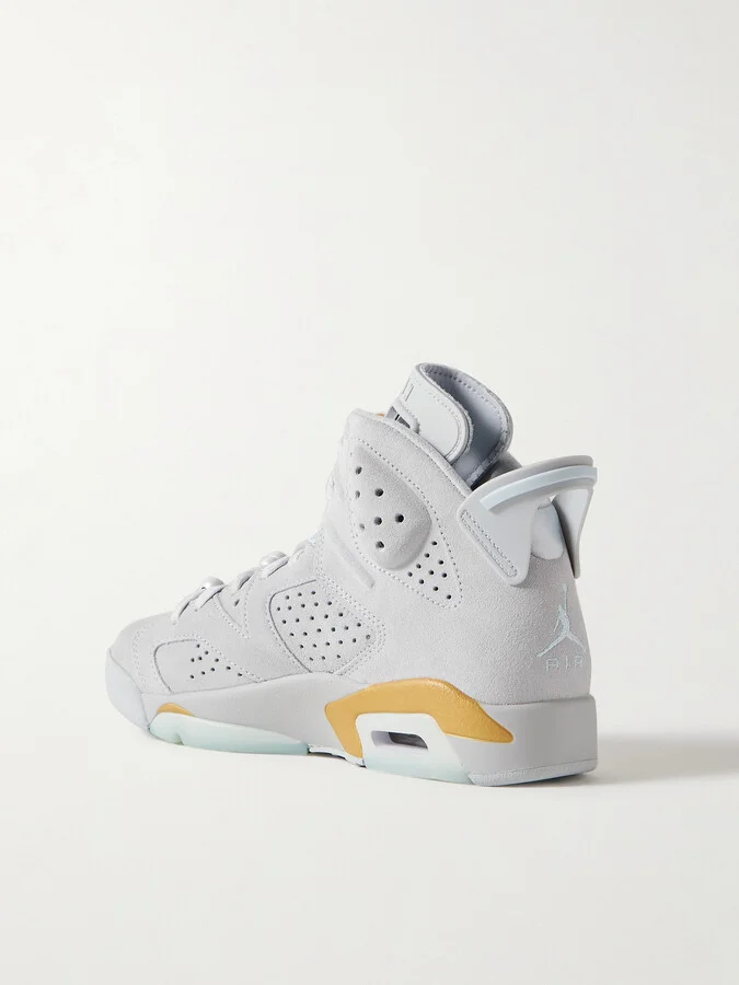 Nike - Air Jordan Retro 6 Embellished Satin-trimmed Perforated Suede High-top Sneakers - Gray - Image 3