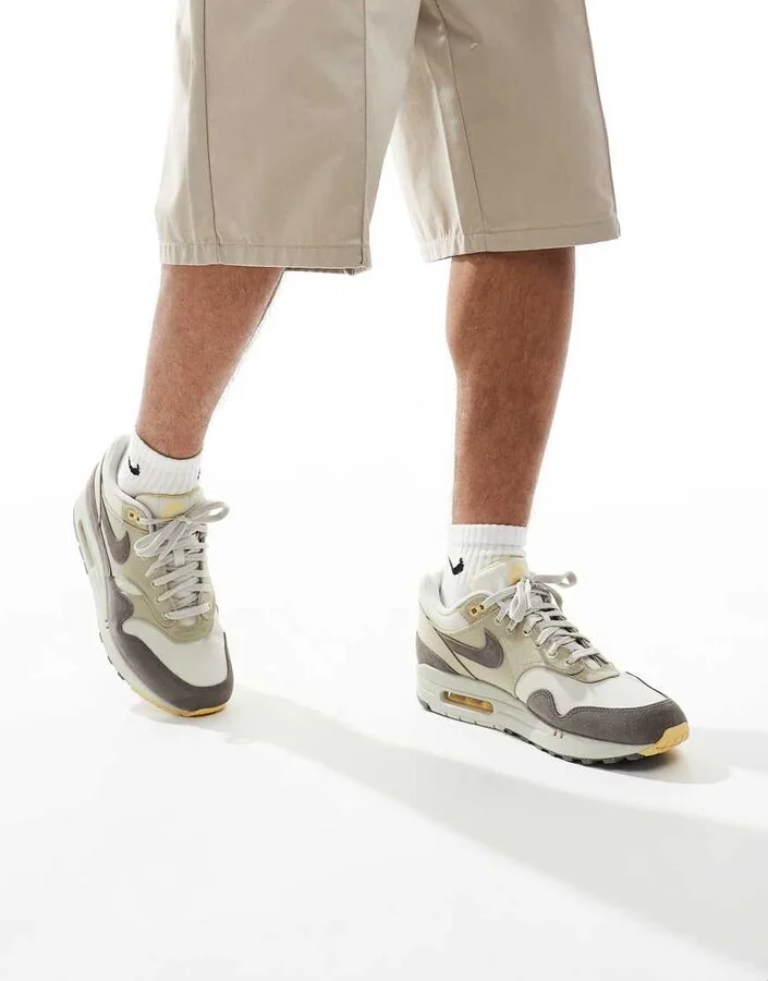 Nike Air Max 1 sneakers in off-white and dark gray