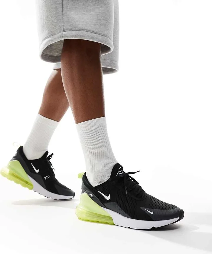 Nike Air Max 270 sneakers in black and green - Image 3