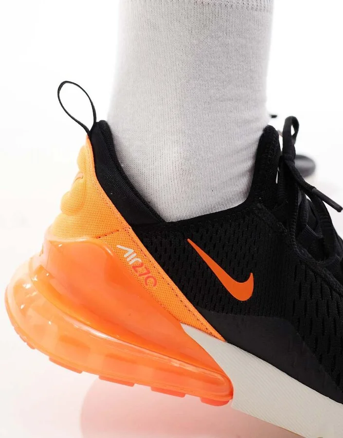 Nike air max 270 sneakers in black and orange - Image 3