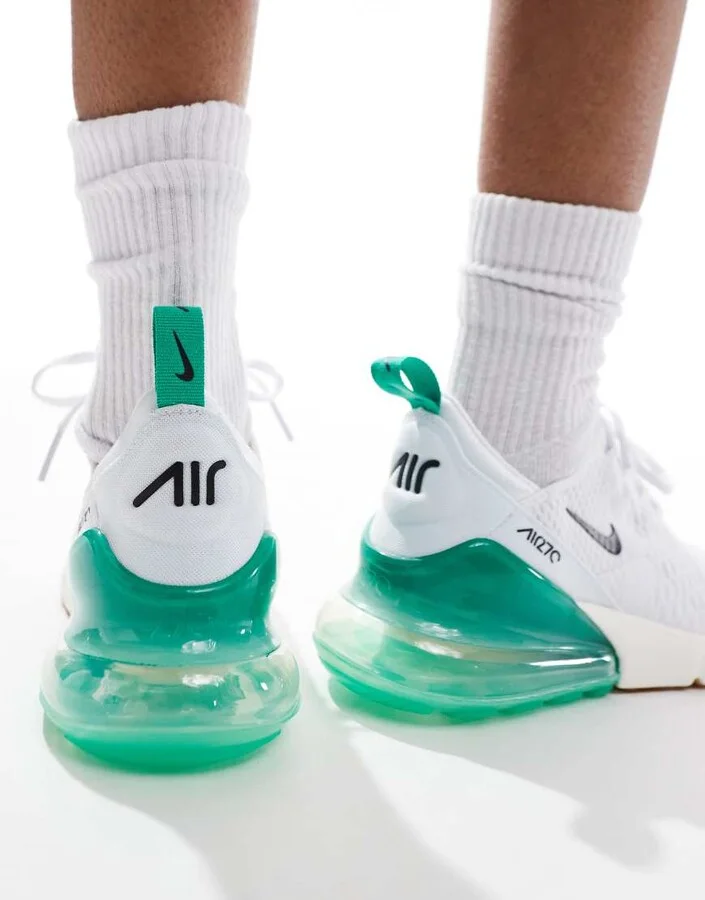 Nike Air Max 270 sneakers in white and green - Image 3