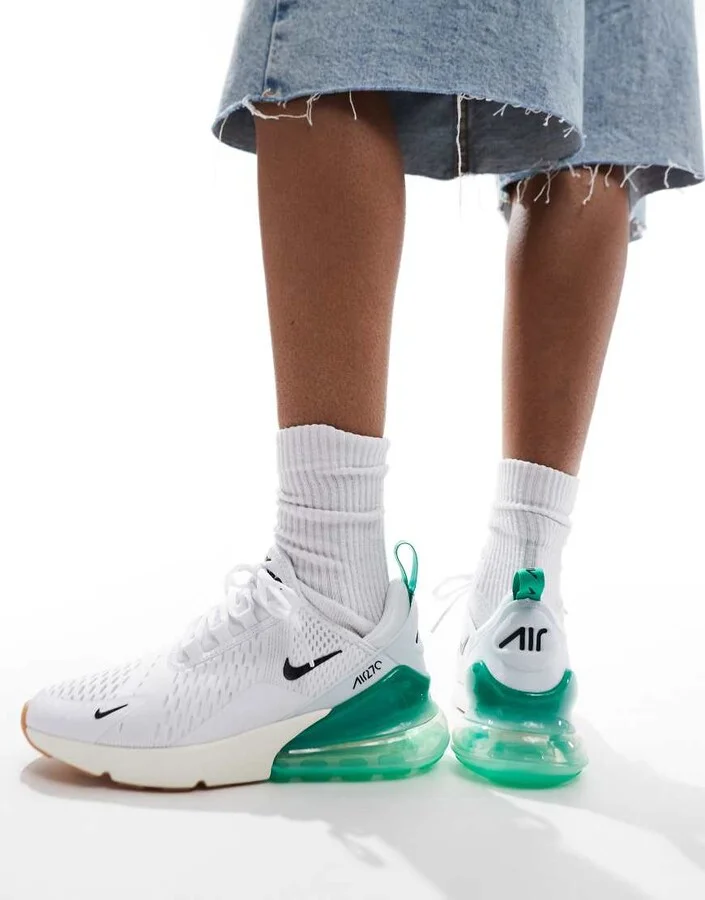 Nike Air Max 270 sneakers in white and green - Image 4