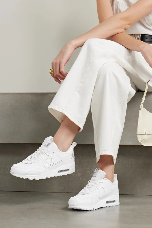 Nike - Air Max 90 Futura Crystal-embellished Leather And Mesh Sneakers - White - Image 2