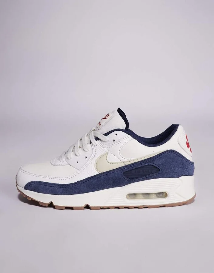 Nike Air Max 90 PRM sneakers in off white and navy - Image 2