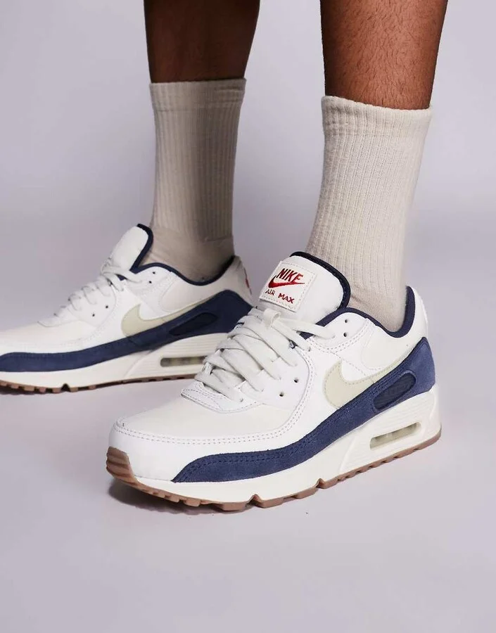Nike Air Max 90 PRM sneakers in off white and navy