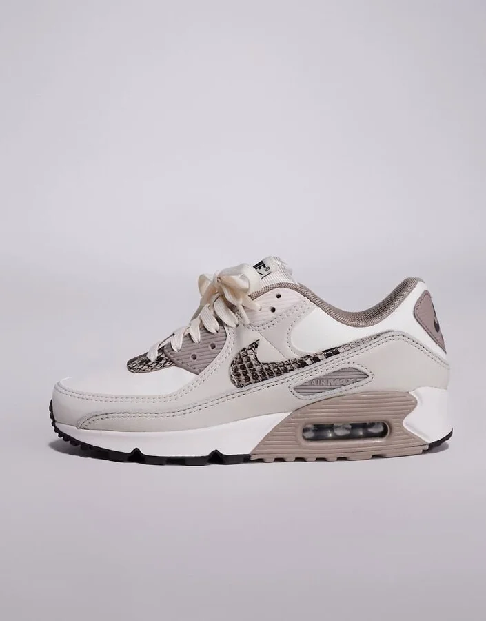 Nike Air Max 90 sneakers in beige and snake print - Image 2