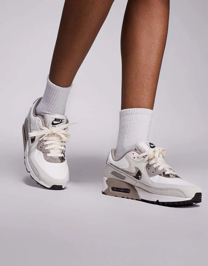 Nike Air Max 90 sneakers in beige and snake print