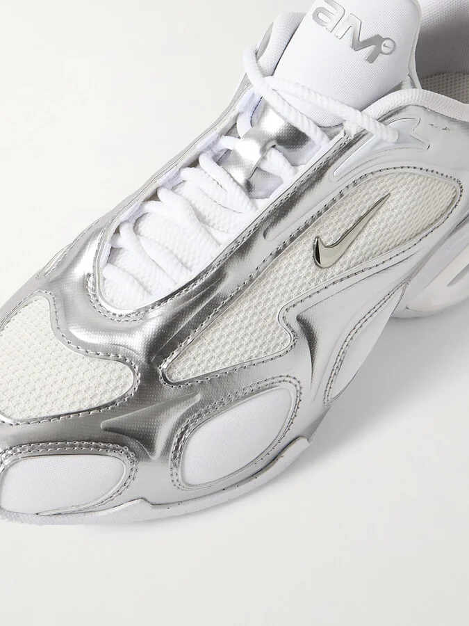 Nike - Air Max Muse Mesh-trimmed Metallic Leather Sneakers - White - Image 4
