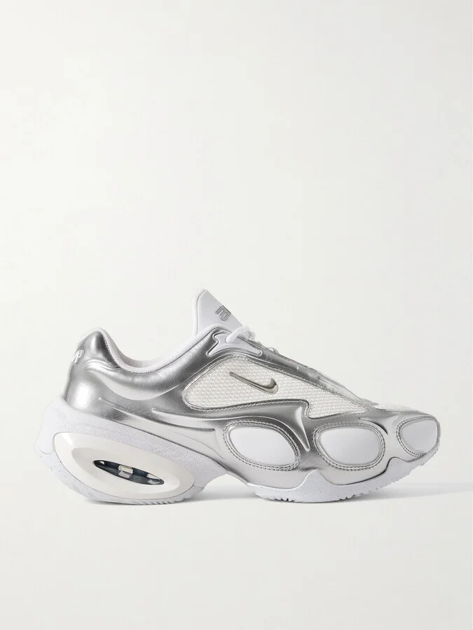 Nike - Air Max Muse Mesh-trimmed Metallic Leather Sneakers - White