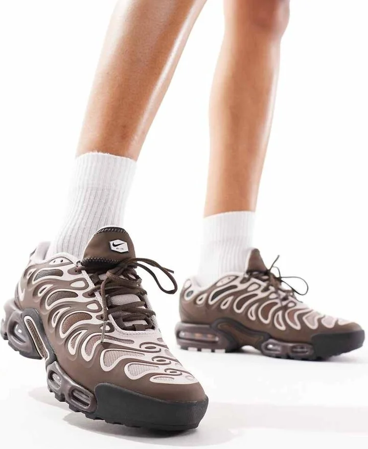 Nike Air Max Plus Drift sneakers in brown and off white