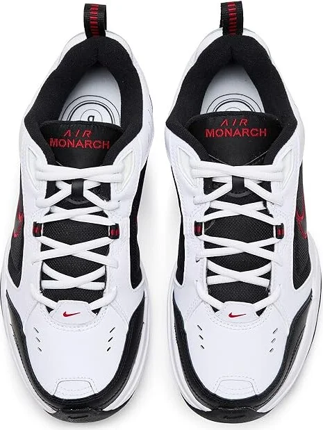 Nike Air Monarch IV Men's Cross Training Shoes White/Black/Varsity Red : 6 D - Medium, Leather/Textile - Image 2